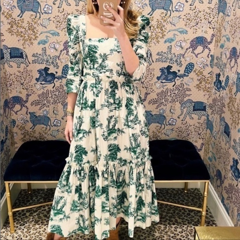 Cara Cara Blue Hill Dress forest toile NWOT